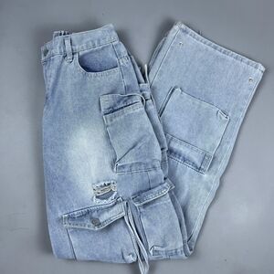 Wide Leg Womens Baggy Cargo Jeans